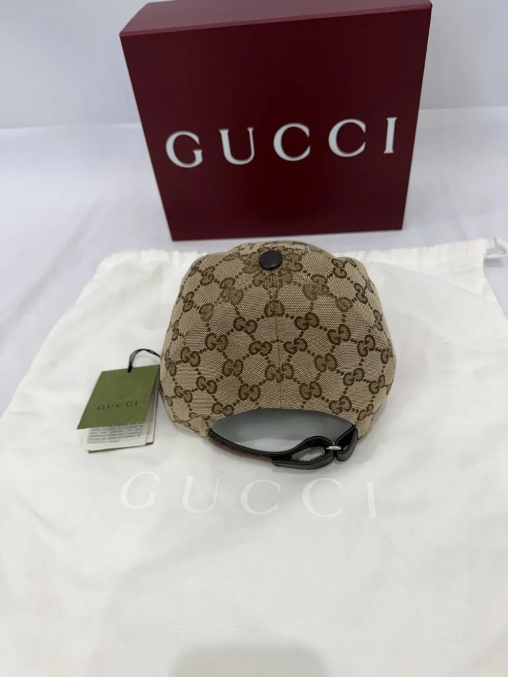 Gucci Original GG Supreme Beige Ebony Baseball Cap S NWT